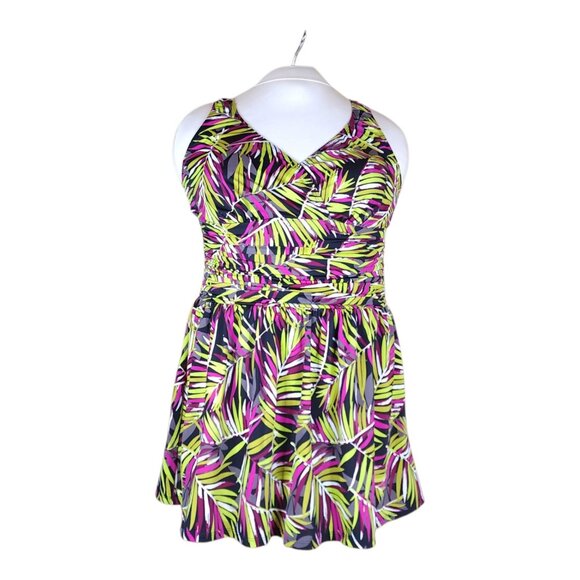 D&Co Beach Tropical Print Swim Dress Slimming With Built-In Bra Size 14 - Picture 16 of 16